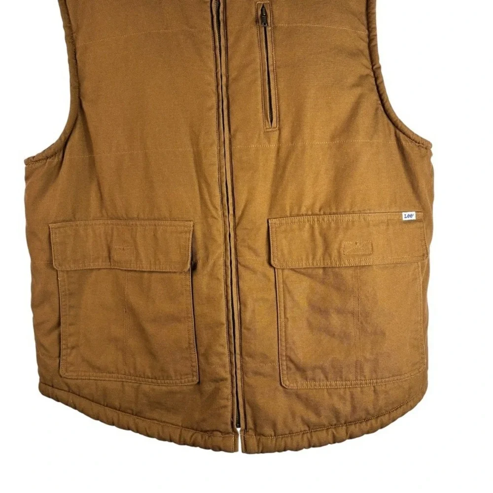 LEE Workwear Sherpa Lined Vest Full Zip Durable Canvas Men's‎ Sz XL Tobacco NWOT